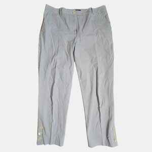 Talbots Seersucker Crop Suit Pants Stripes 10x26 Capri‎ Button Ankle Old Money